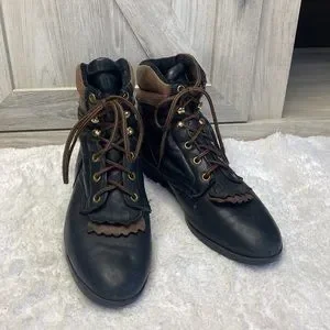 Laredo Shoes Laredo Performair Ladies Tanblack Lacer Boots With Padded Collar Size 8 Poshmark